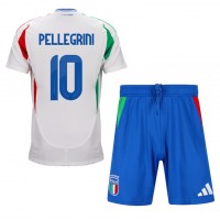 Taliansko Lorenzo Pellegrini #10 Vonkajší Detský futbalový dres ME 2024 Krátky Rukáv (+ trenírky)